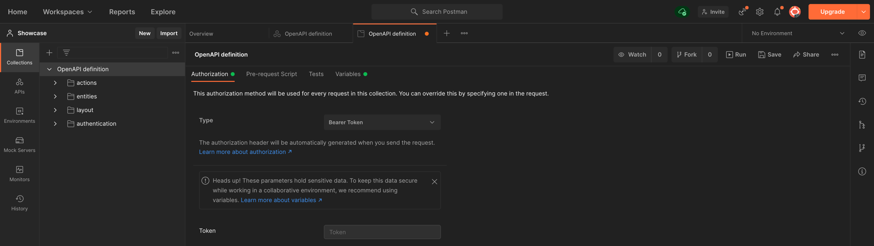 Postman authentication setup