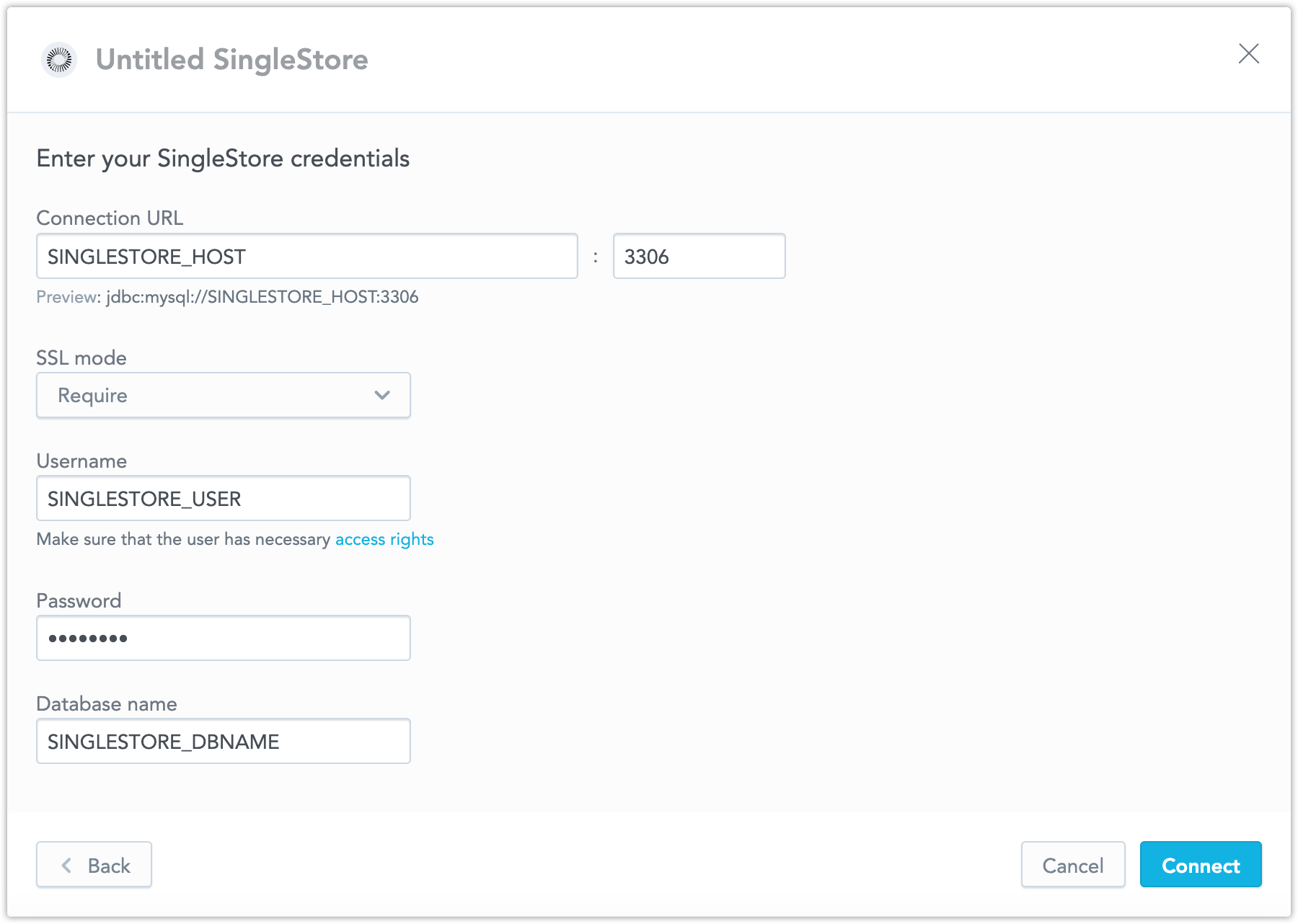 db credentials