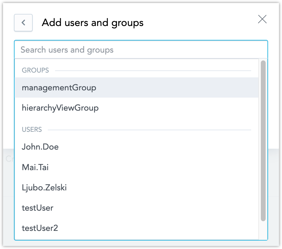 Dashboard Share Dialog Select User