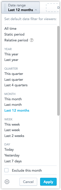 presets in date filter