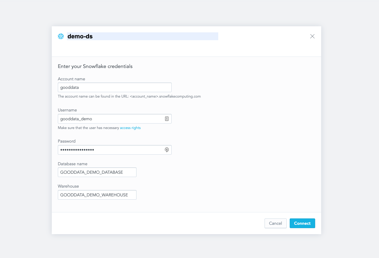 GoodData Modeler Add Datasource