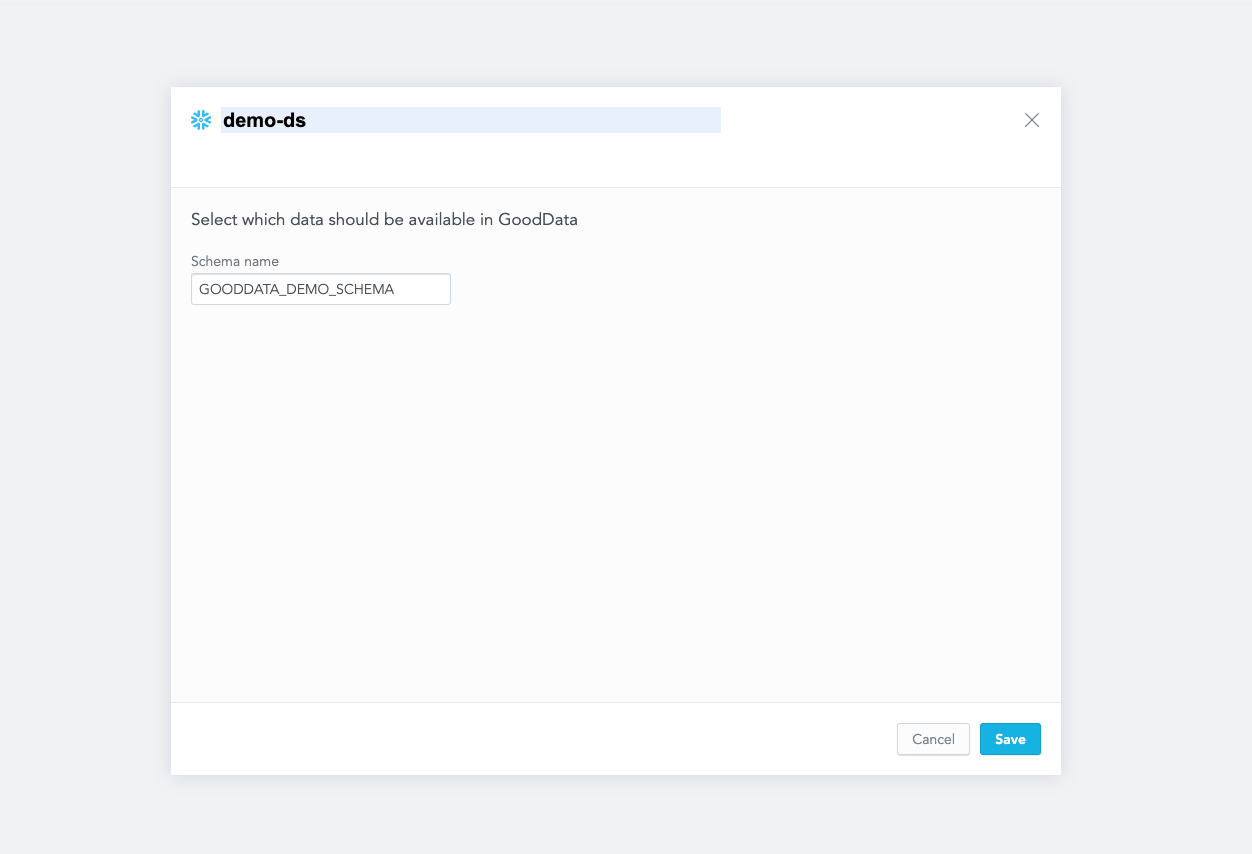 GoodData Modeler Add Datasource