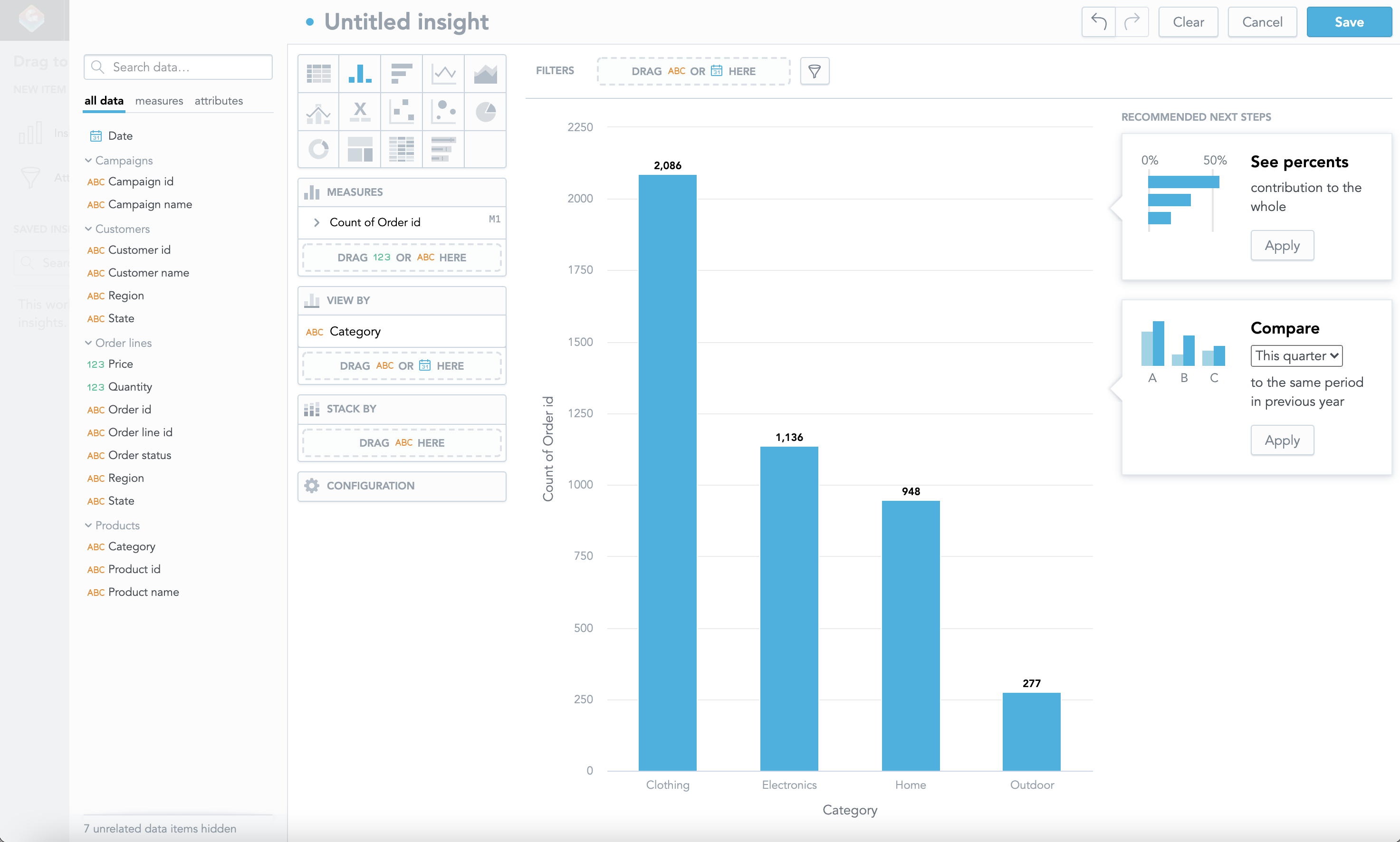 Insight - orders by category