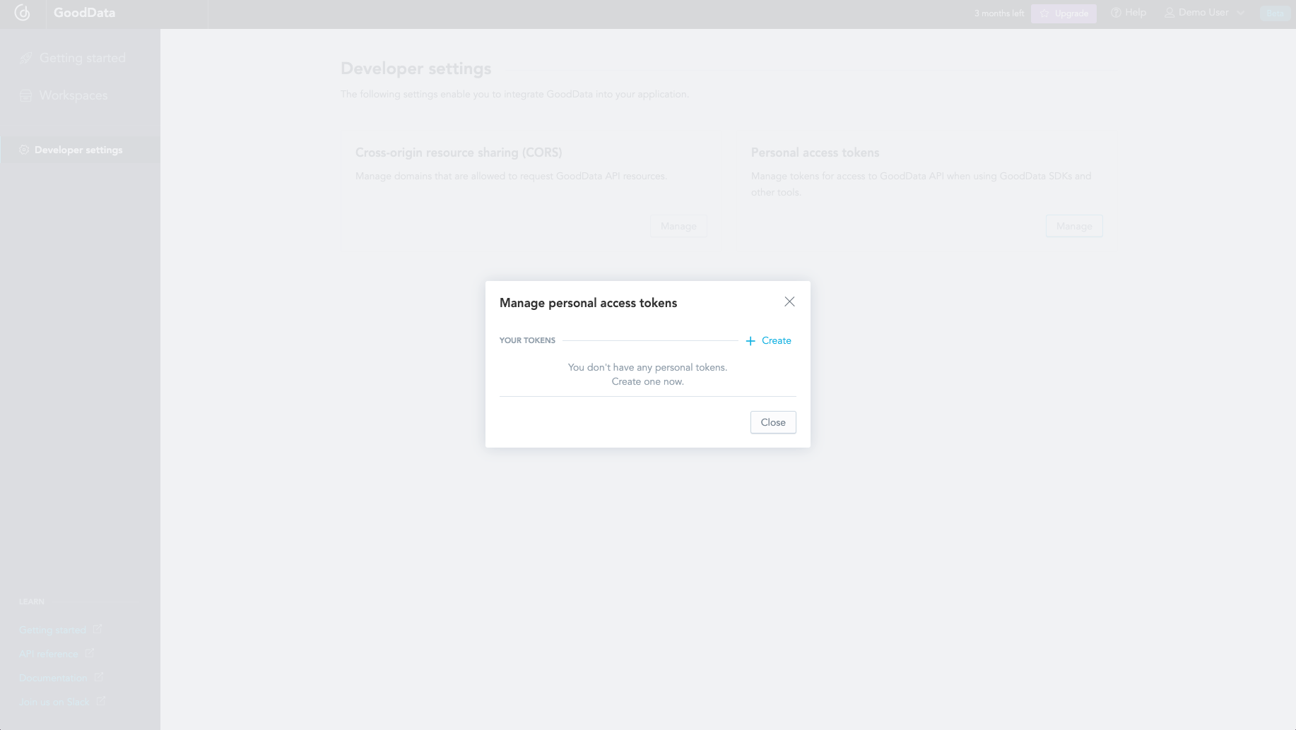 GoodData Settings Page