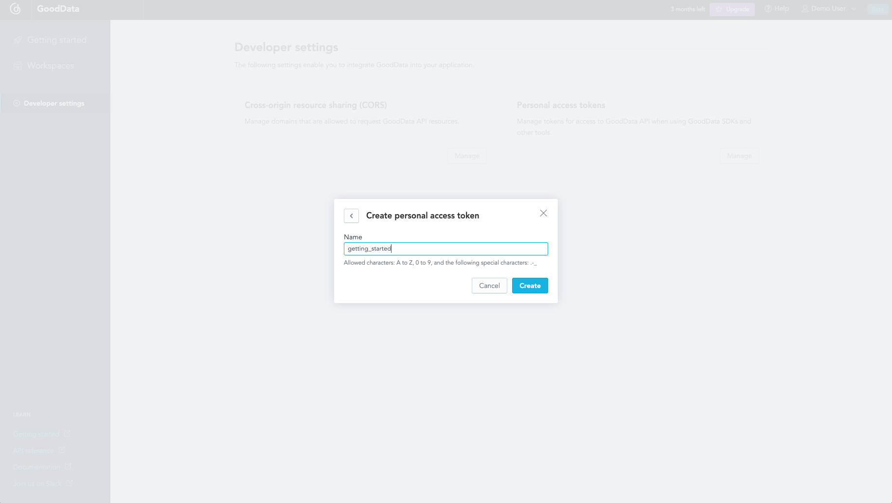 GoodData Settings Page