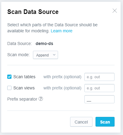 Scan dialog