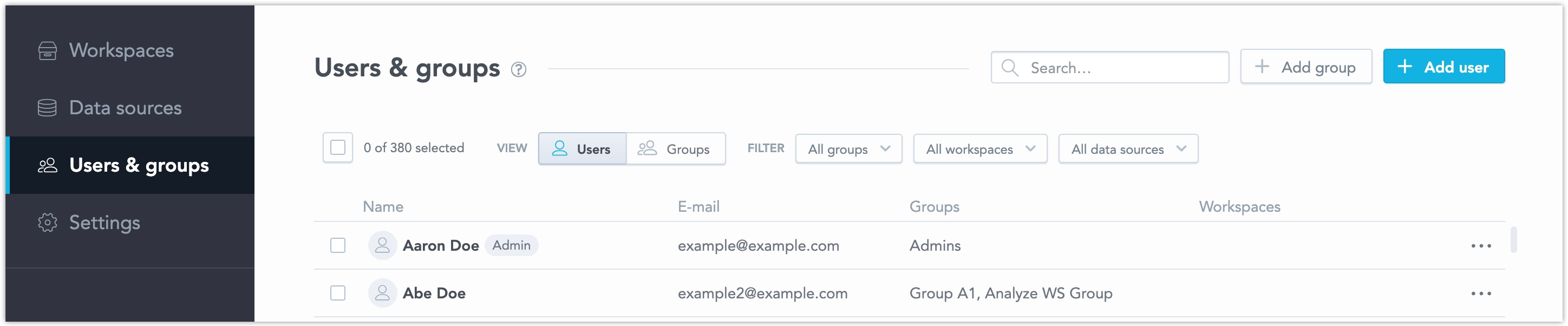 Users & Groups Section
