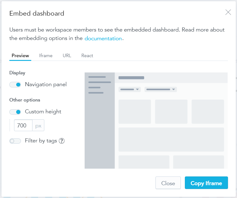 Embed dialog