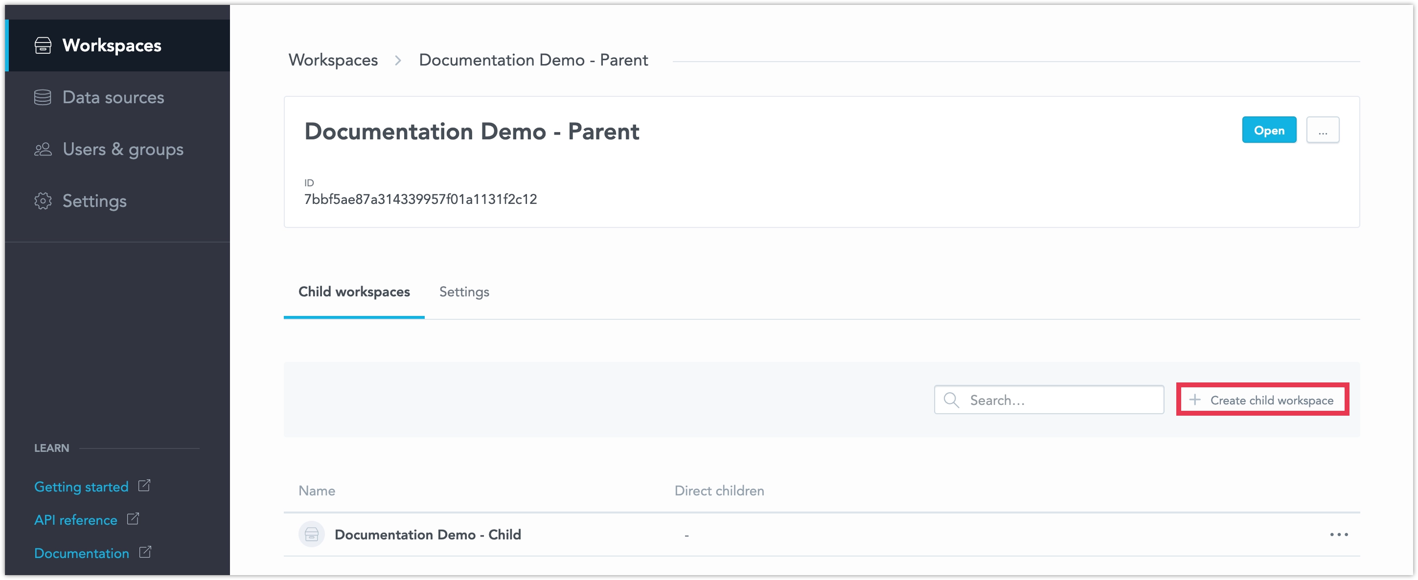 Create Child Workspaces